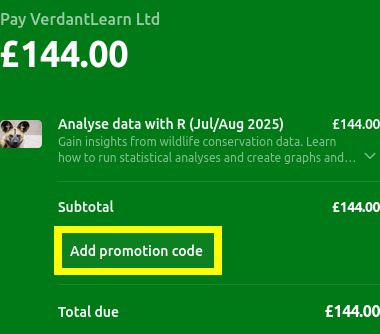 Screenshot of Stripe payment page